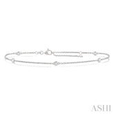 1/4 ctw Round Cut Diamond Station Bracelet in 14K White Gold